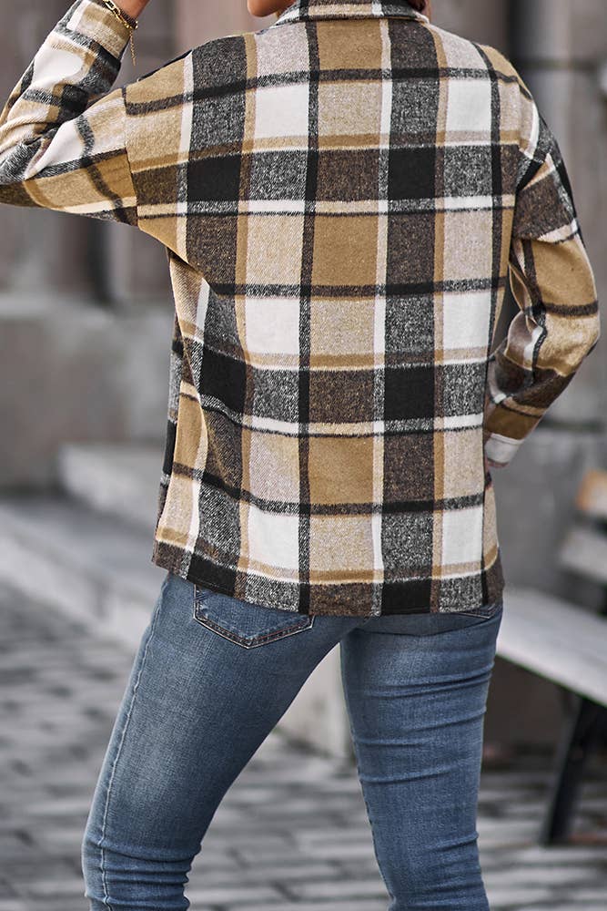 Plaid Shirt Jacket Button Down Flannel Shacket CFXC1238