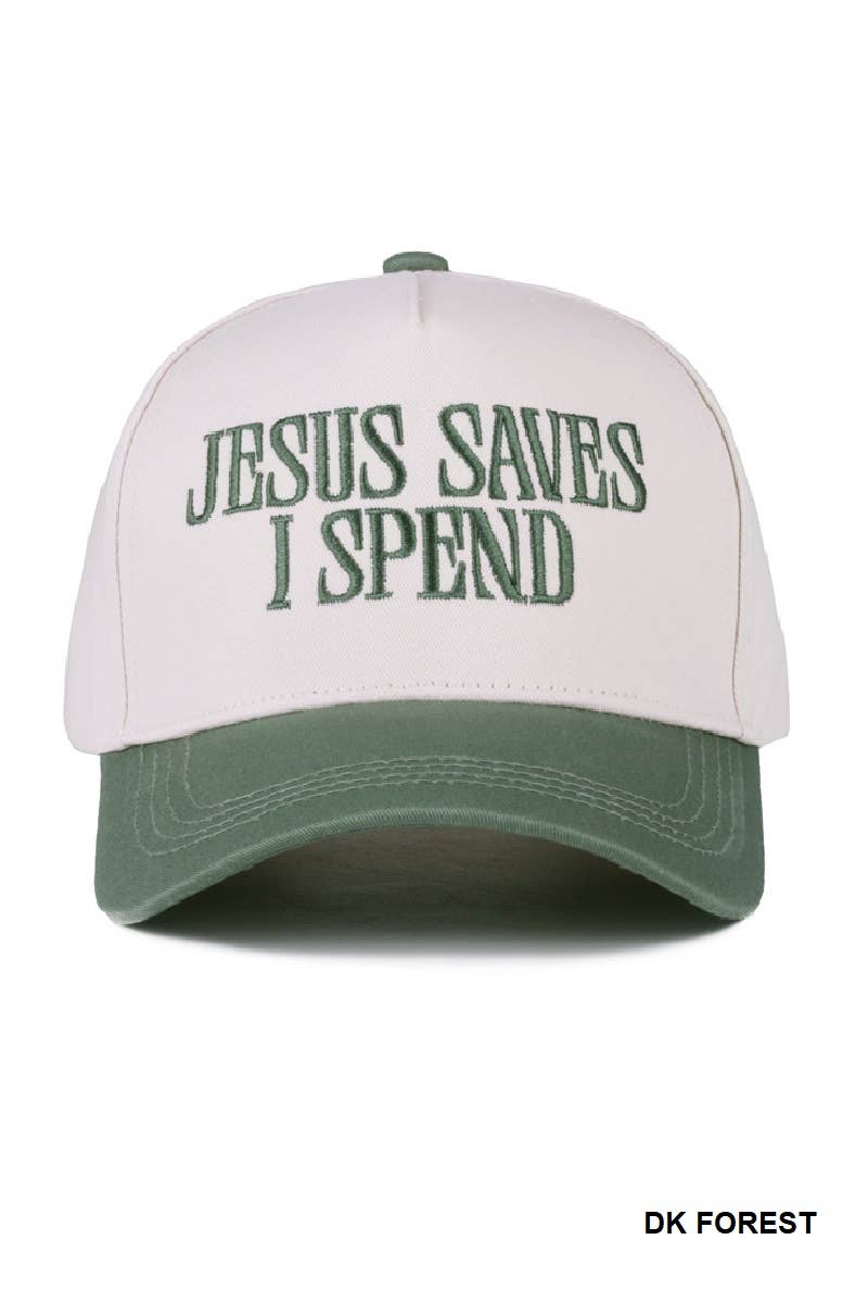 `Jesus Saves I Spend Two Tone Canvas Cotton Cap SI-27995