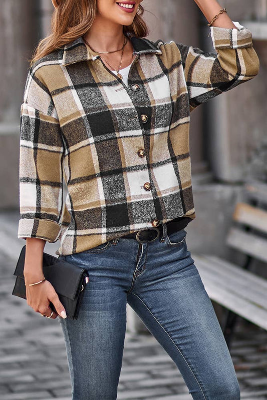 Plaid Shirt Jacket Button Down Flannel Shacket CFXC1238