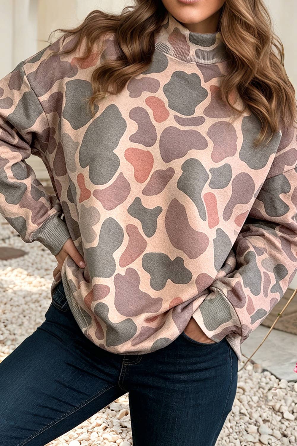 F/W26 NEW Camouflage Mock Neck Pullover Sweatshirt|S-4X