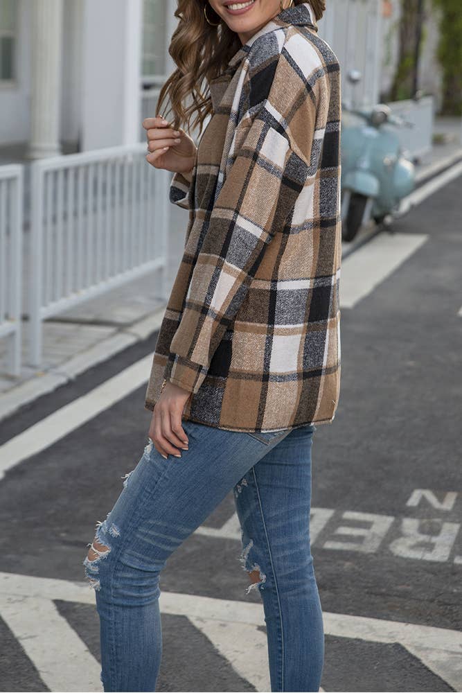 Plaid Shirt Jacket Button Down Flannel Shacket CFXC1238