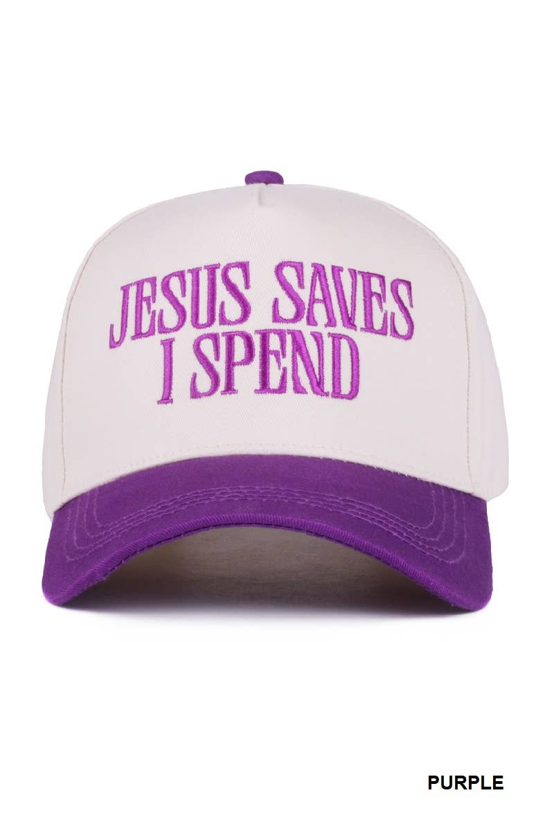 `Jesus Saves I Spend Two Tone Canvas Cotton Cap SI-27995