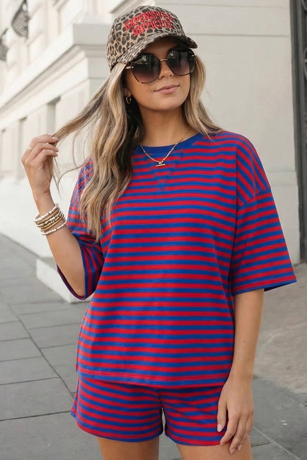 Cozy Striped Tee & Shorts Set | S-XL Plus 1X-4X