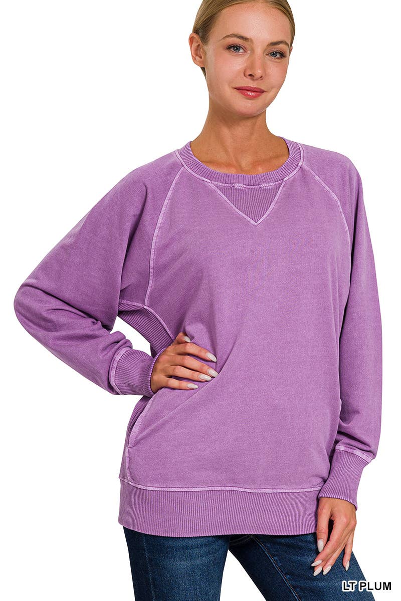 Pigment Dyed French Terry Pullover With Pockets