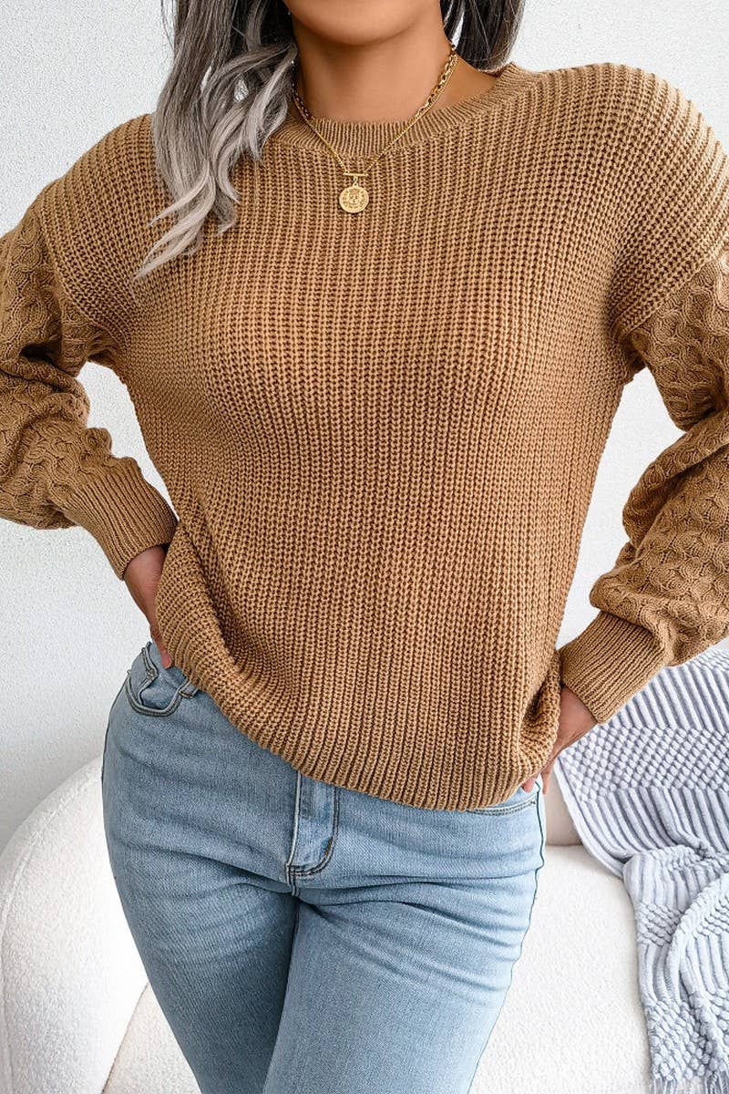 WOMEN FISHERMAN CABLE KNIT LOOSE FIT SWEATER_CWOSWL0464