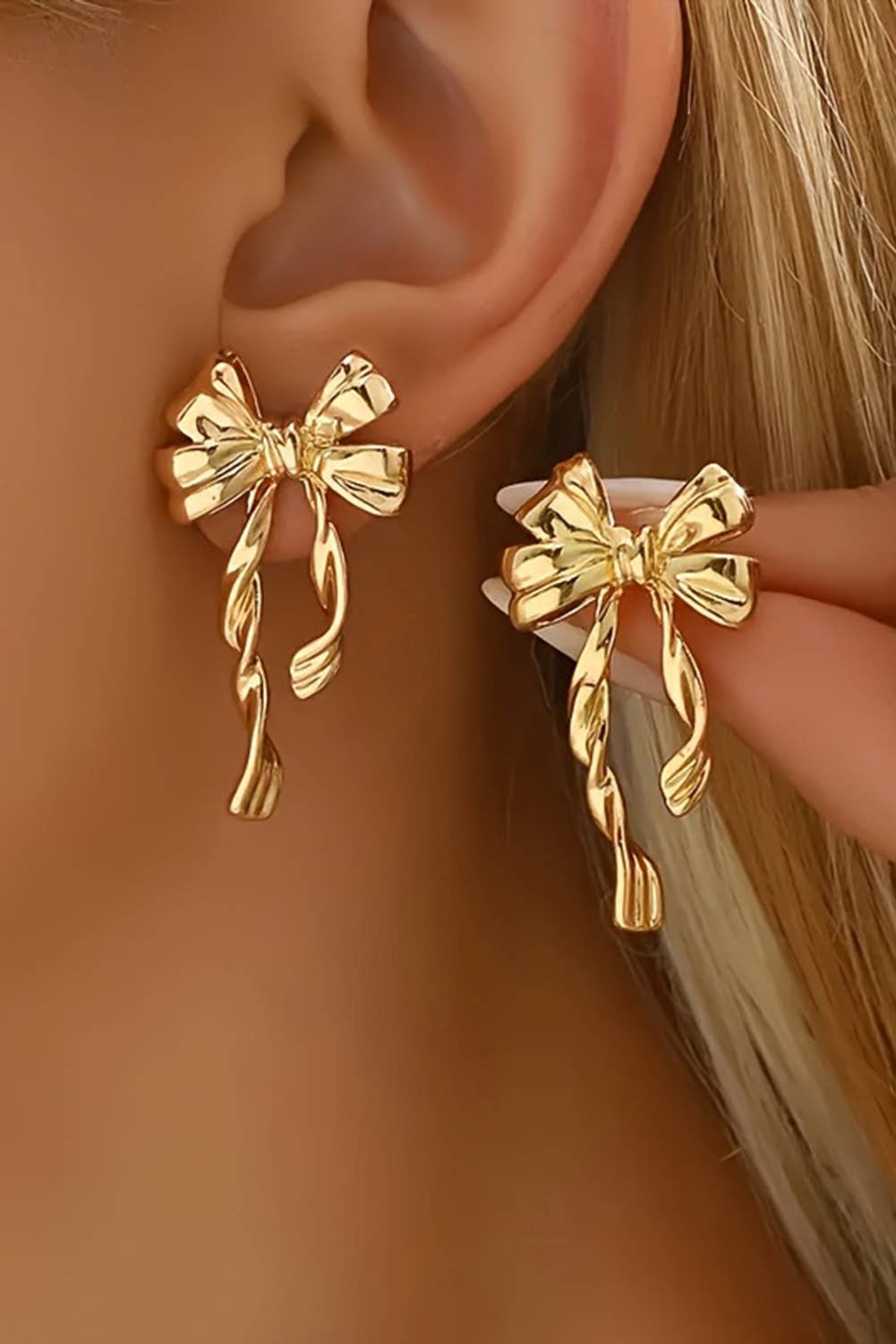 LDC Bow Knot Plated Alloy Stud Earrings