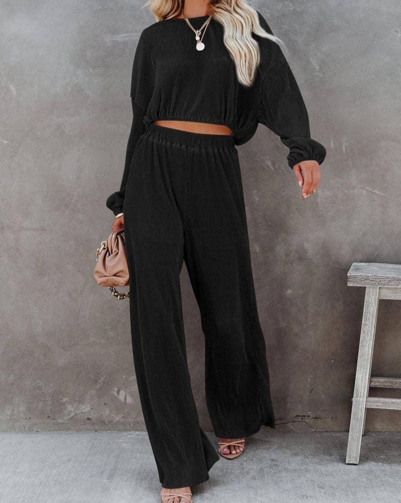 Ribbed Pullover and Pants Set